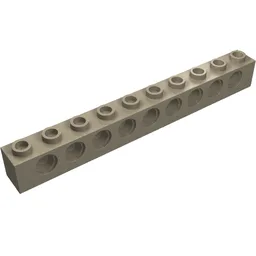 Technic Brick 1 x 10 [9 Pin Holes] / Dark Tan