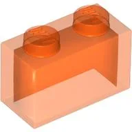 Brick 1 x 2 without Bottom Tube / Trans-Neon Orange