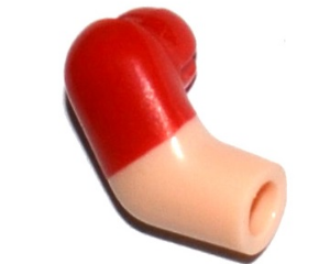 Lego Arm, Right with Molded Red Short Sleeve  Pattern / Light Nougat