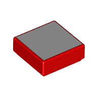 Lego Tile 1 x 1 with White Square Print / Red