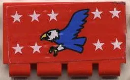 Hinge Train Gate 2 x 4 with White Stars and Blue Eagle Pattern (Sticker) - Set 6345
