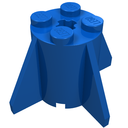 Lego Brick Round 2 x 2 x 2 with Axle Hole and Fins / Blue