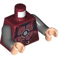 Lego Torso Armour and Gold Belt Buckle Print (Eomer), Dark Bluish Gray Arms, Light Nougat Hands / Dark Red