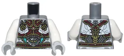 Torso Armor with Dark Red and Gold Plates, White Clouds, and Silver Dragon Head Pattern / White Arms / Light Bluish Gray Hands