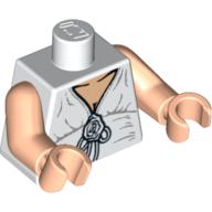 Lego Torso V-Neck with Bow and Flower Print, Light Nougat Arms and Hands / White