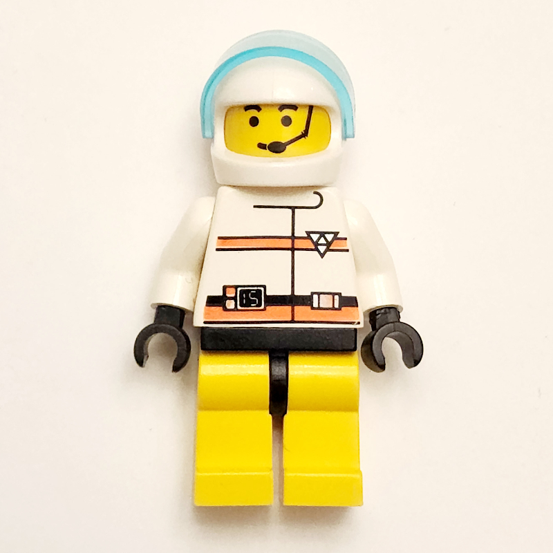 Lego Res-Q Man, Yellow Legs, White Helmet with Visor, Headset