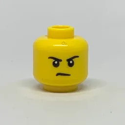 Minifig Head, Eyebrows, Grin / Frown Print / Yellow