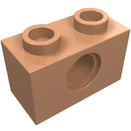Technic Brick 1 x 2 [1 Pin Hole] / Nougat