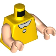 Torso, with White Collar and Button Print, Light Nougat Arms and Hands / Yellow