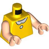 Lego Torso with White Collar and Button Print, Light Nougat Arms and Hands / Yellow