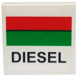 Tile 2 x 2 with Red and Green Stripe, Black 'DIESEL' Pattern (Sticker) - Set 7993