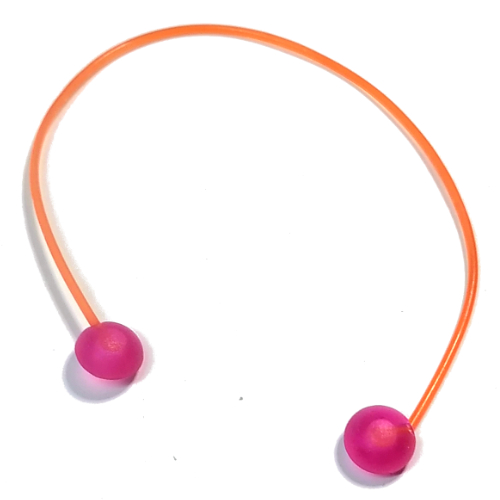 Lego Clikits Cord, Jelly String, 165mm, with Trans-Dark Pink Caps, Side Attachment / Trans-Orange