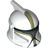Helmet Clone Trooper Phase 1, with Side Holes, Sergeant, Olive Green Markings and Silver Visor Print / White