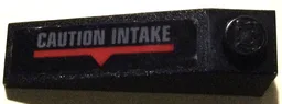 Slope 18 4 x 1 with Dark Bluish Gray 'CAUTION INTAKE', Red Line and Triangle Pattern Side A (Sticker) - Set 70916