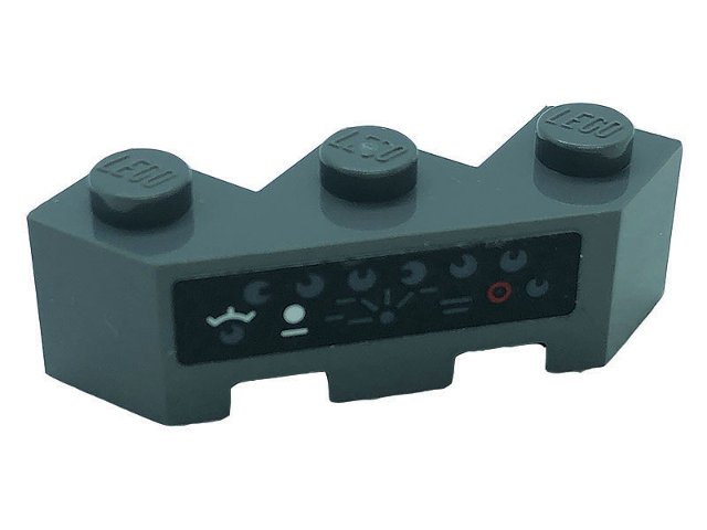 Lego Brick, Modified Facet 3 x 3 with Black Control Panel with Buttons and Dials Pattern (Sticker) - Set 76139