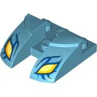 Brick Round, Curved 3 x 3 with Cutout, Eyes Print / Medium Azure
