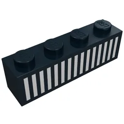 Brick 1 x 4 with White Grill Print / Black