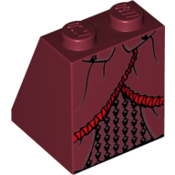Lego Brick Sloped 65° 2 x 2 x 2 with Bottom Tube with Layered Dress with Frilly Trim Print / Dark Red