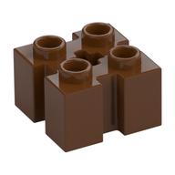 Lego Brick Special 2 x 2 with Grooves and Axle Hole / Reddish Brown