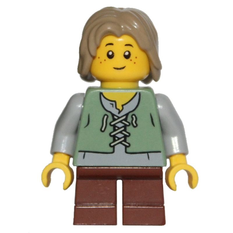 Lego Peasant (Kingdoms) - Dark Tan Hair