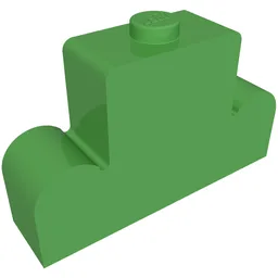 Brick Curved 1 x 4 x 2 Centre Stud Top / Bright Green