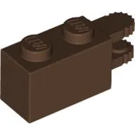 Hinge Brick 1 x 2 Locking with 2 Fingers Horizontal End, 9 Teeth / Brown