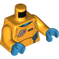Lego Torso Spacesuit, Classic Space Logo, Dark Azure Trim Print, Bright Light Orange Arms, Dark Azure Hands / Bright Light Orange