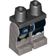 Lego Hips and Flat Silver Legs with Black Torn Pants, Blue Wires / Black