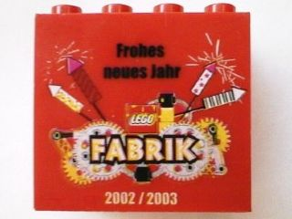 Lego Brick 2 x 4 x 3 with LEGO Fabrik 2002/2003 New Year's Pattern