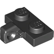 Hinge Plate 1 x 2 Locking with 1 Finger on Side, with Groove / Black