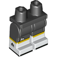 Lego Hips with Black Legs and White Boots Pattern with Yellow Knee Line, Shorts Outline Print / Black