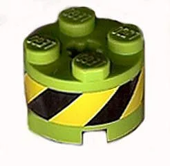 Brick, Round 2 x 2 with Axle Hole with Black and Yellow Danger Stripes Pattern (Sticker) - Set 8968