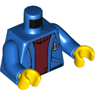 Lego Torso Jacket with Anchor, Open over Dark Red Sweater Print, Blue Arms, Yellow Hands / Blue