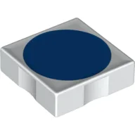 Duplo Tile 2 x 2 with Shape Blue Disc Print / White