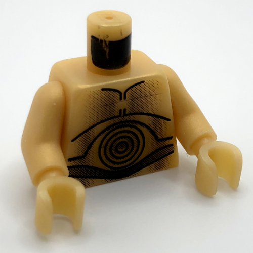 Lego Torso Droid, Concentric Circles Print (C-3PO), Pearl Light Gold Arms and Hands / Pearl Light Gold