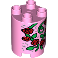 Lego Duplo Brick Round 2 x 2 x 2 with Stylised Climbing Roses Print