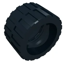 Tyre 24 x 14 Shallow Tread (Tread Small Hub), Band Around Center of Tread / Black