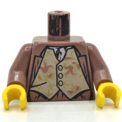 Lego Torso Jacket, Open over Tan Vest Print (Gilderoy Lockhart), Sand Red Arms, Yellow Hands / Sand Red