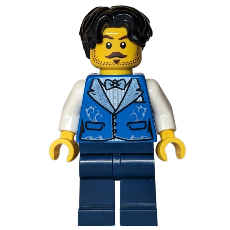 Lego Man, Blue Torso, Dark Blue Legs, Black Hair