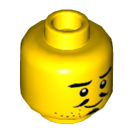 Lego Minifig Head Sensei Wu (Dragon Master) / Kaito, Pointy Mustache, Goatee, Stubbed Beard, Smile / Frown Print / Yellow