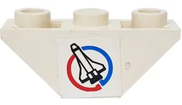 Slope, Inverted 45 3 x 1 Double with Space Shuttle in Blue and Red Circle (Launch Command Logo) Pattern Left (Sticker) - Set 6336