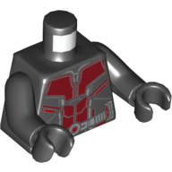 Lego Torso Jumpsuit, Dark Red Patches, Belt Print, Black Arms and Hands / Black