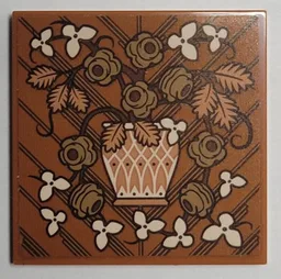 Tile 4 x 4 with Wooden Panel with Plant in Pot and Flowers Pattern (Sticker) - Set 21344