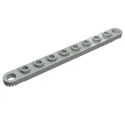 Technic Plate 1 x 10 with Toothed Ends / Light Gray