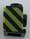 Lego Brick, Modified 1 x 1 with Headlight with Black and Yellow Danger Stripes Pattern Model Right Side (Sticker) - Set 7760