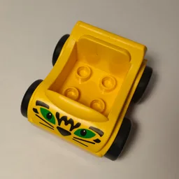 Duplo Car with Silver Wheels and Tiger Face Print / Yellow