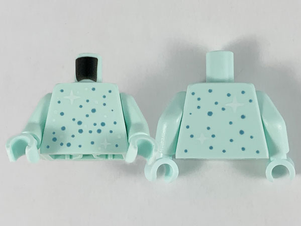 Lego Torso with Metallic Light Blue Dots and White Sparkles Pattern / Light Aqua Arms / Light Aqua Hands