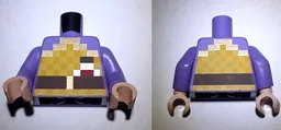 Torso Pixelated Orange and Yellow Armor with Gold Trim, Flask, Dark Brown Belt with Buckle Pattern / Medium Lavender Arms / Light Nougat Hands
