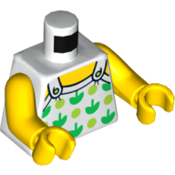 Lego Torso Halter Top with Green Apples and Lime Spots Print, Yellow Arms and Hands / White