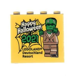 Brick 2 x 4 x 3 with 'LEGOLAND Deutschland Resort Happy Halloween 2021' Print / Yellow